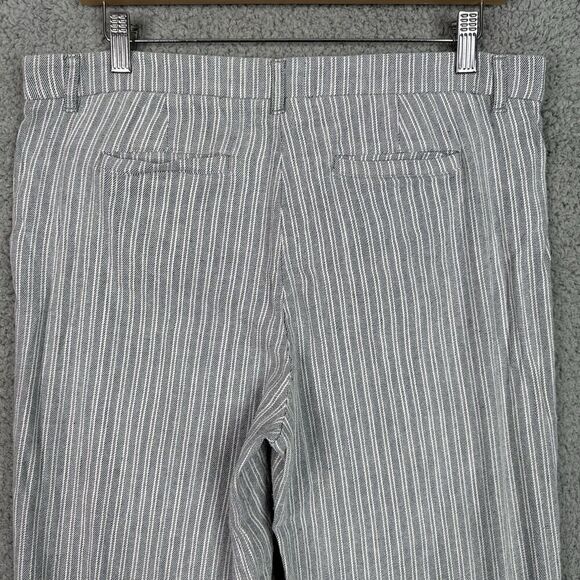 J Jill Stretch Linen Pants Womens Sz 10 Grey White Stripe Wide Leg Linen Blend - Picture 10 of 11